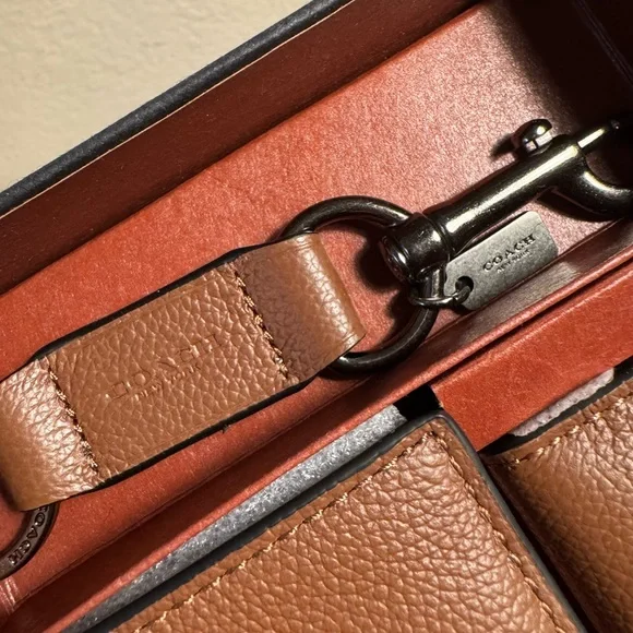 Coach Men's Compact ID Sport Leather 3-in-1 Wallet Gift Set Dark Saddle F64118 - Picture 5 of 13